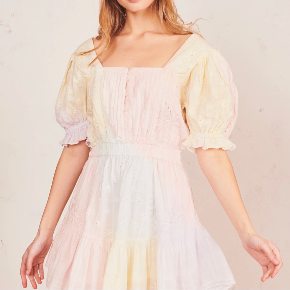 LoveShackFancy Tomasina Dress in Multi Tie Dye